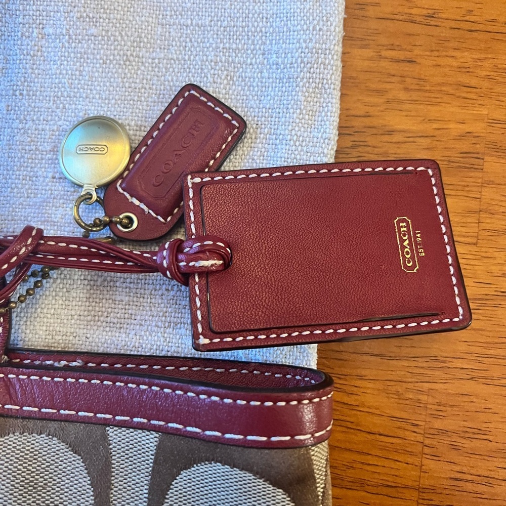 Coach Brown and Burgundy Signature Tote​ - Picture 2 of 6